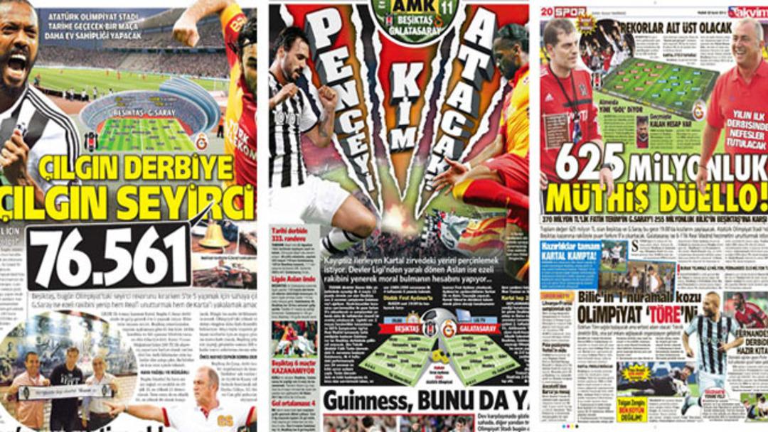 Galatasaray - Beşiktaş derbi manşetleri