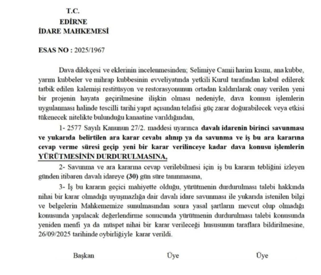 İlber Ortaylı tepki göstermiş, yeni hali olay olmuştu! Selimiye Camii ndeki restorasyon durduruldu 3