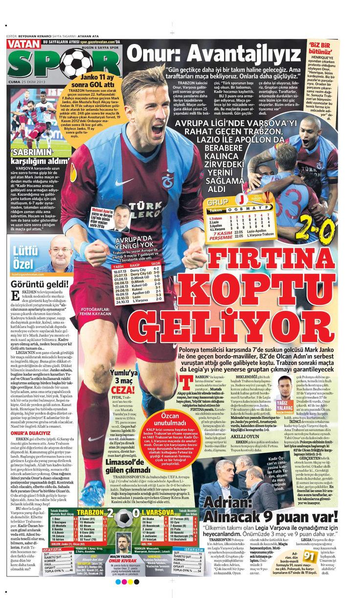 Sporun Manşetleri (25 Ekim 2013) G3