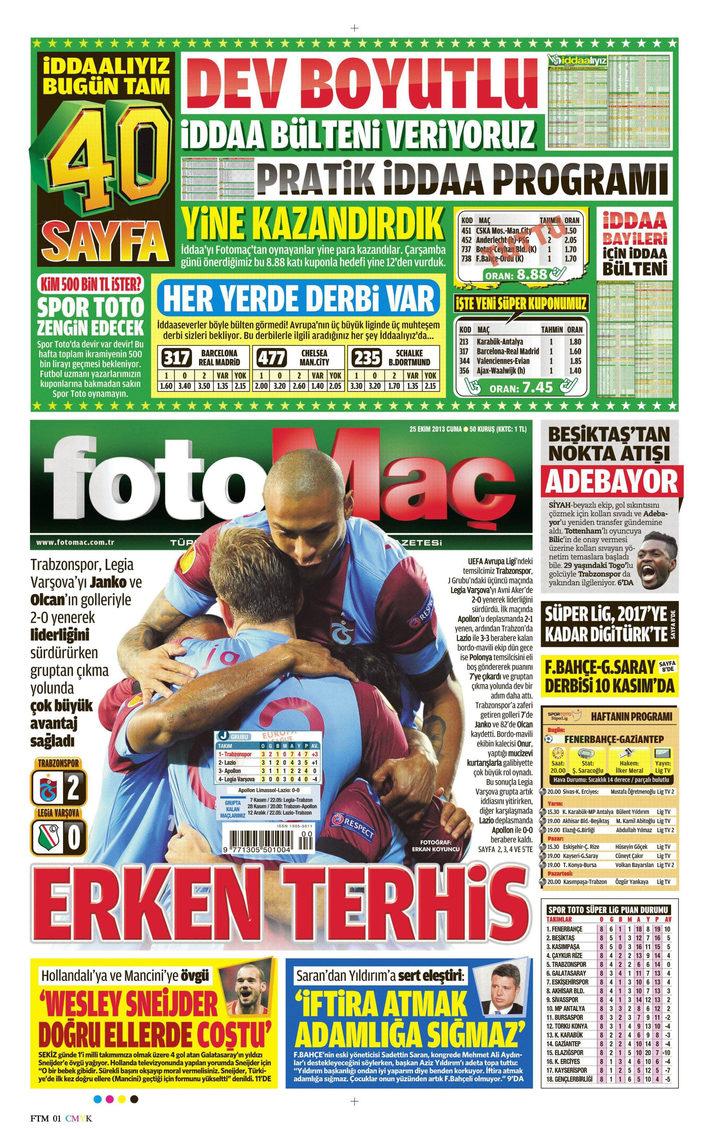 Sporun Manşetleri (25 Ekim 2013) G4