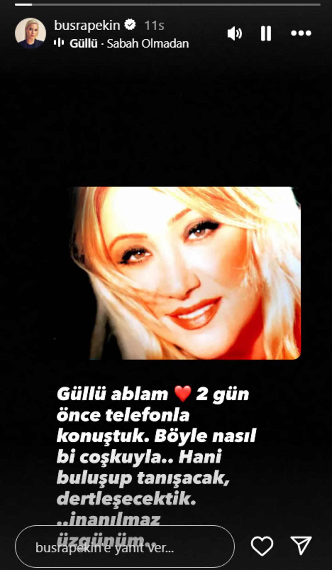 Büşra Pekin, Güllü nün cenazesinden sonra paylaştı! 