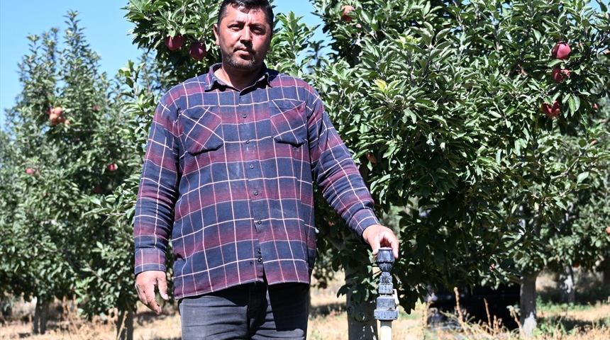 Elma bahçesini "spring su uygulaması" ile zirai dondan koruyan üretici hasada başladı