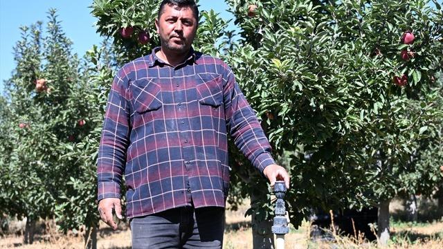 Elma bahçesini spring su uygulaması ile zirai dondan koruyan üretici hasada başladı