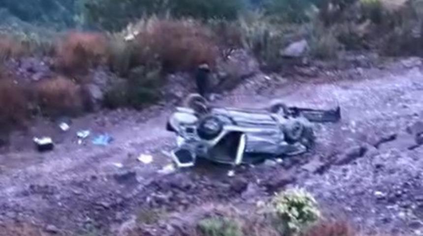 Kontrolden çıkan otomobil şarampole yuvarlandı