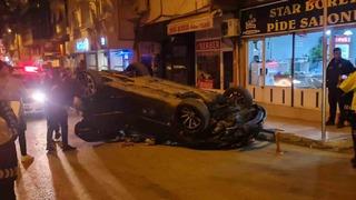 Afyonkarahisar'da kontrolden çıkan otomobil takla attı