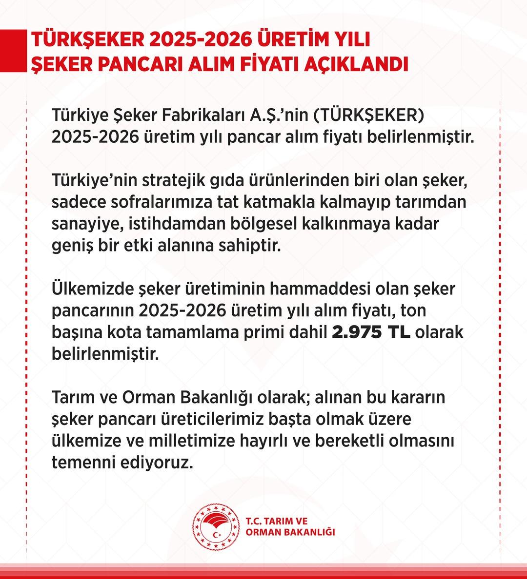 Şeker pancarı 2025-2026 üretim yılı alım fiyatı belli oldu 1