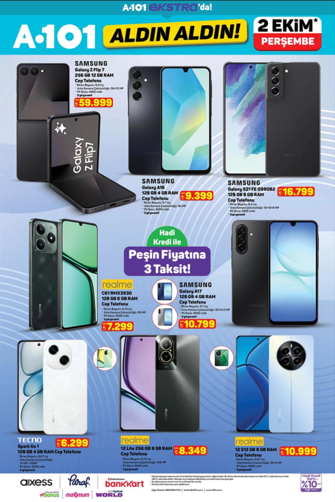 A101 e Samsung Galaxy Z Flip 7 cep telefonu geliyor! İşte 2 Ekim 2025 A101 Aldın Aldın Kataloğu 3