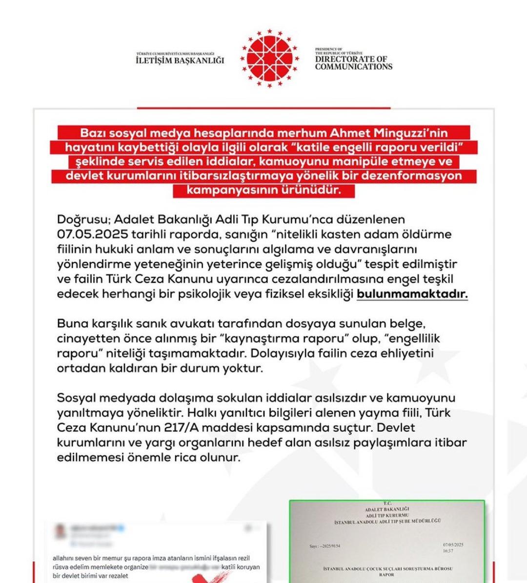 DMM den Minguzzi cinayetine ilişkin davada "katile engelli raporu verildi" iddiasına açıklama 1