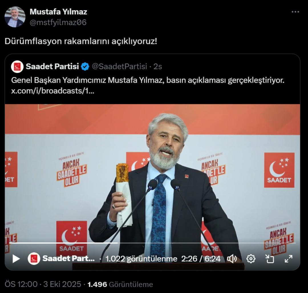 Kürsüye elinde tavuk dürümle çıktı! Enflasyon verilerinden sonra  dürümflasyon  hesabı gündem oldu: "Tam 66 adet eksilmiş" 5