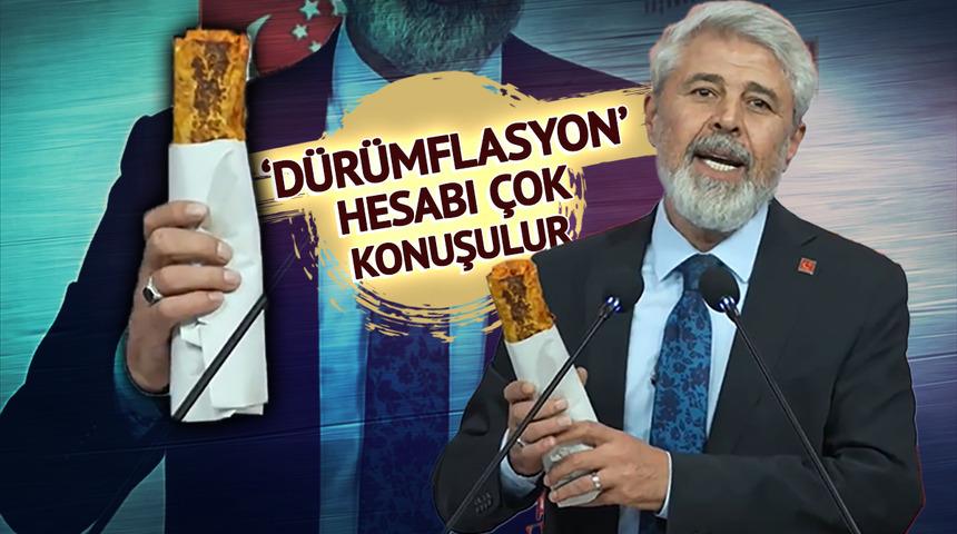 Kürsüye elinde tavuk dürümle çıktı! Enflasyon verilerinden sonra 'dürümflasyon' hesabı gündem oldu: "Tam 66 adet eksilmiş"