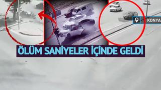 Ölüm saniyeler içinde geldi! Konya'da dehşete düşüren kaza: Kırmızı ışıkta bekleyen araç kağıt gibi ikiye bölündü