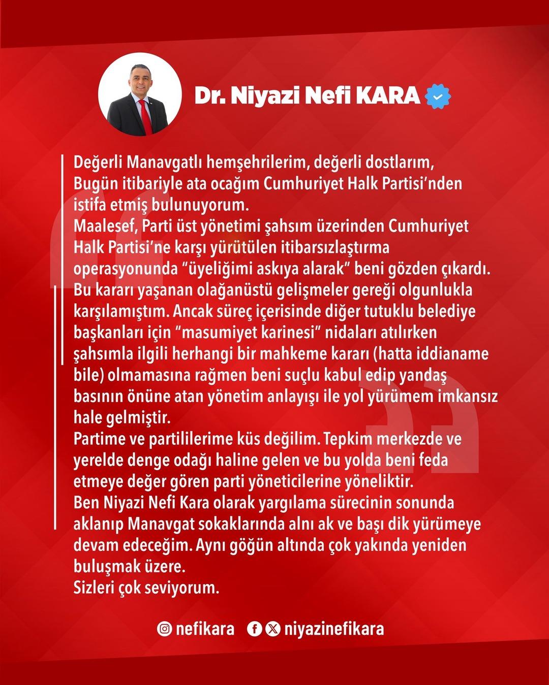 Son dakika | Bir belediye başkanı daha istifa etti! Niyazi Nefi Kara "CHP yöneticilerine" sitem etti: "Beni suçlu kabul ettiler" 4
