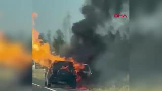 Yer: Diyarbakır! Seyir halindeyken alev alan cip yandı