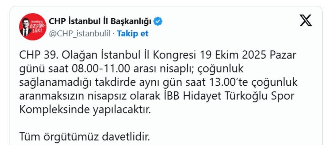 CHP İstanbul İl Kongresi nin yapılacağı tarih belli oldu 1