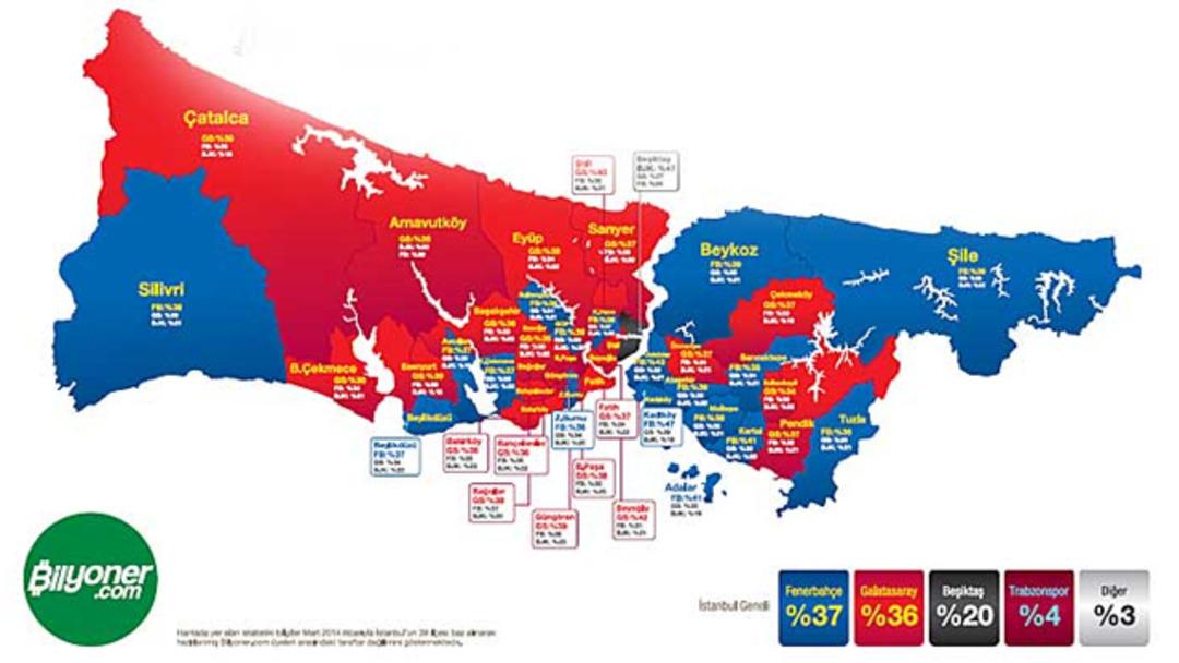 İstanbul'un hangi il&ccedil;esi hangi takımlı?