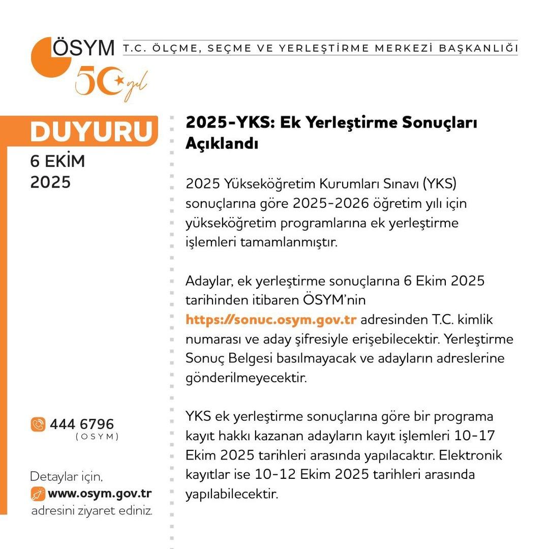 Son dakika | YKS-2025 ek yerleştirme sonuçları belli oldu! ÖSYM duyurdu: İşte sorgulama ekranı  2