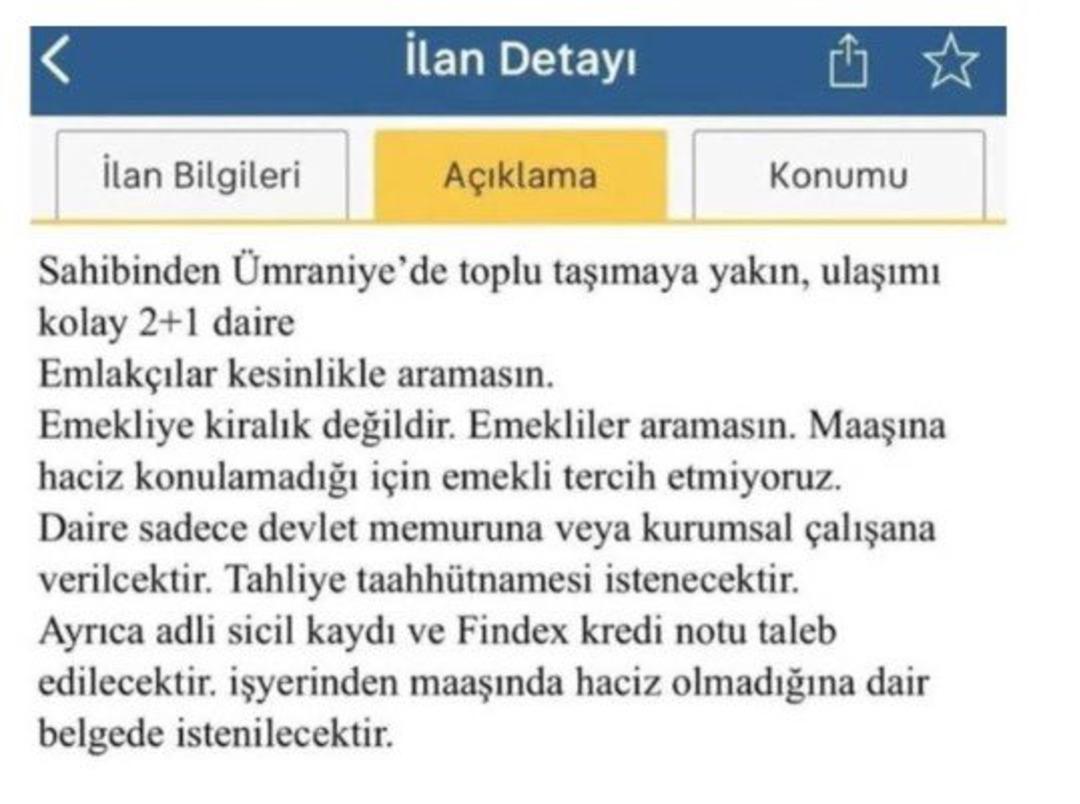 Tepki çeken ev ilanı! Ticaret Bakanlığı ndan "Emekliye kiralık değildir" başlıklı ilana ceza geldi 1
