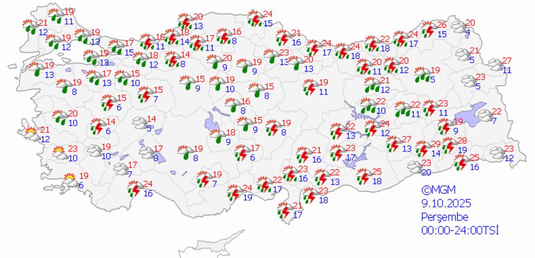 Meteoroloji den 36 ilde  sarı kodlu  alarm! Gök gürültülü sağanak yağış geliyor 3