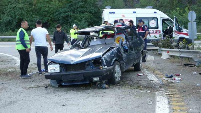 Giresun’da otomobil takla attı: 2 yaralı 1