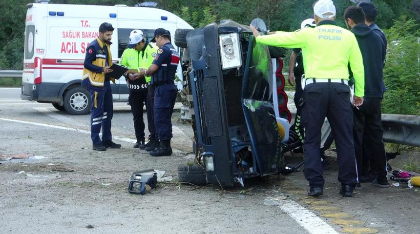 Giresun’da otomobil takla attı: 2 yaralı