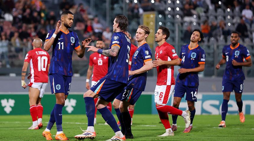 Tam 4 gol atılan maçtan Hollanda zaferle ayrıldı... Malta deplasmanında kolay galibiyet...