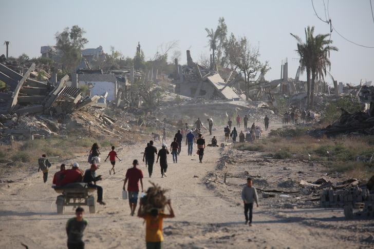 Gazze'ye dönüş! Ateşkes sonrası akın akın yollara düştüler, taş üstünde taş kalmamış...  G4