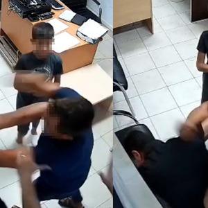 Karakolda çocuğunun gözü önünde dayak yedi! Kan donduran olay kamerada