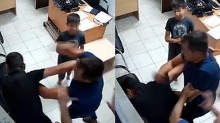 Karakolda çocuğunun gözü önünde dayak yedi! Pes dedirten olay kamerada