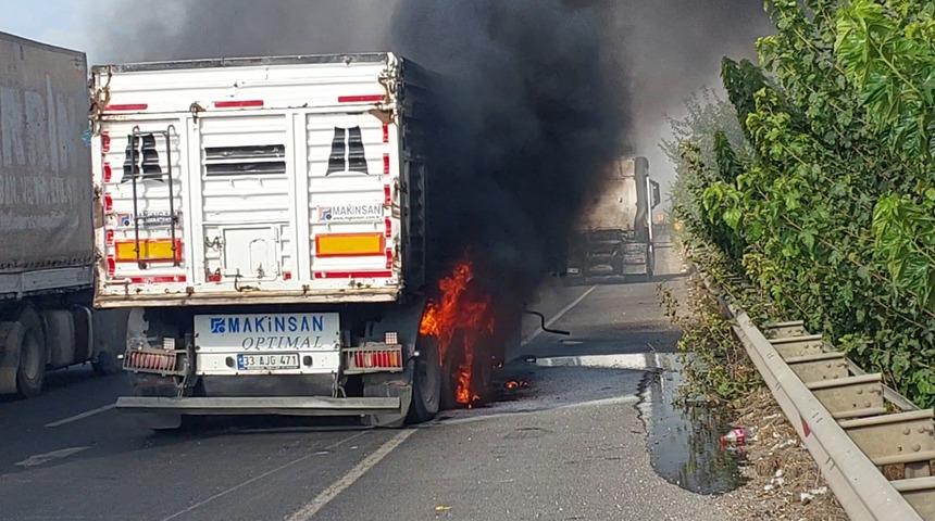 Şanlıurfa’da seyir halindeki tır alev aldı
