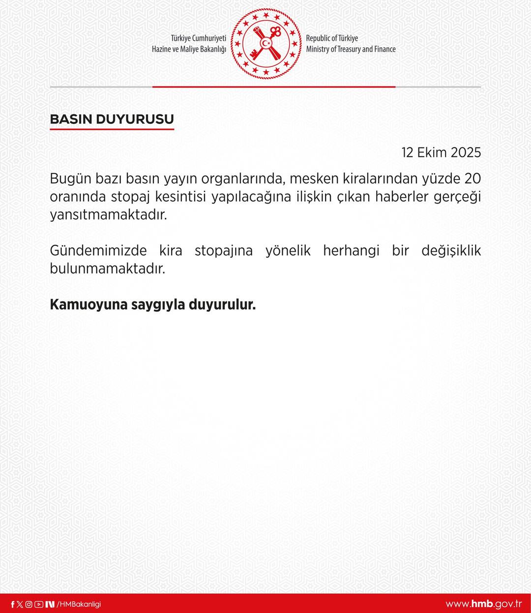 Ev sahiplerinden  yüzde 20 stopaj  alınacağı iddialarına Bakanlıktan açıklama! 2