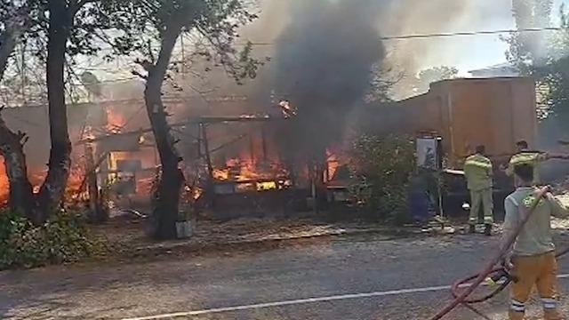 Antalya’da terk edilmiş baraka alev topuna döndü