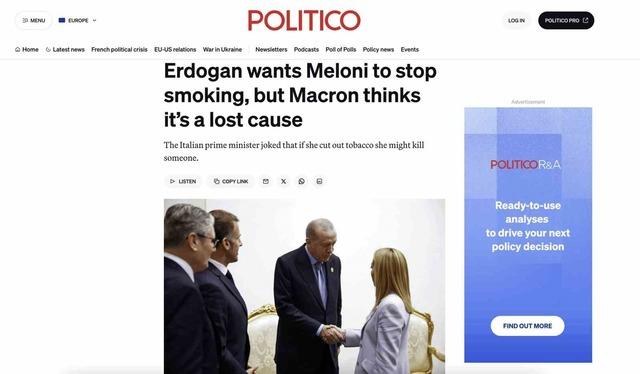 Cumhurbaşkanı Erdoğan’ın İtalya Başbakanı Meloni’ye sigara uyarısı İtalya basınında 1