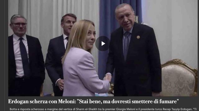 Cumhurbaşkanı Erdoğan’ın İtalya Başbakanı Meloni’ye sigara uyarısı İtalya basınında