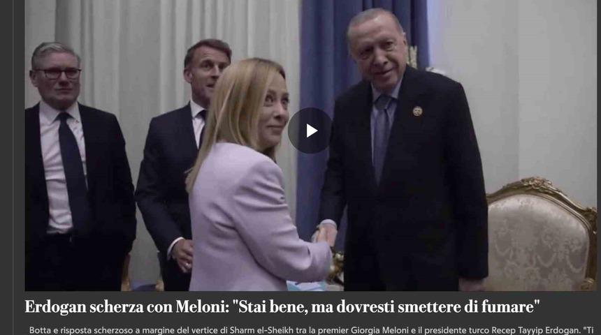 Cumhurbaşkanı Erdoğan’ın İtalya Başbakanı Meloni’ye sigara uyarısı İtalya basınında
