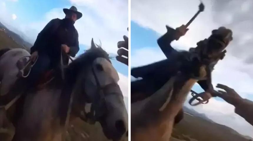 Yılkı atlarını fotoğrafını çekmek isteyen turist aileden para istediler alamayınca kırbaçlayıp darp ettiler! Mahkemelik oldular