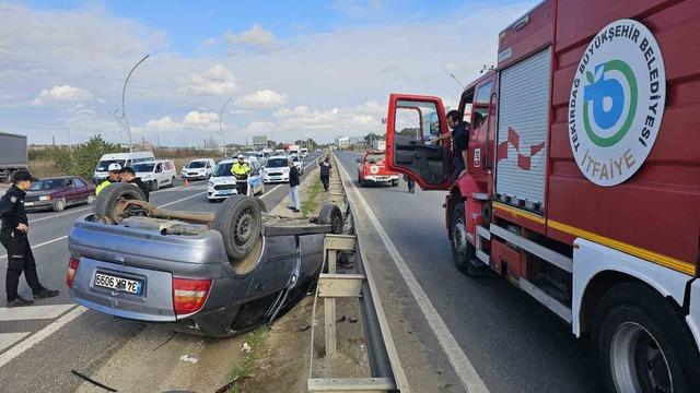 Kontrolden çıkan otomobil takla attı 1