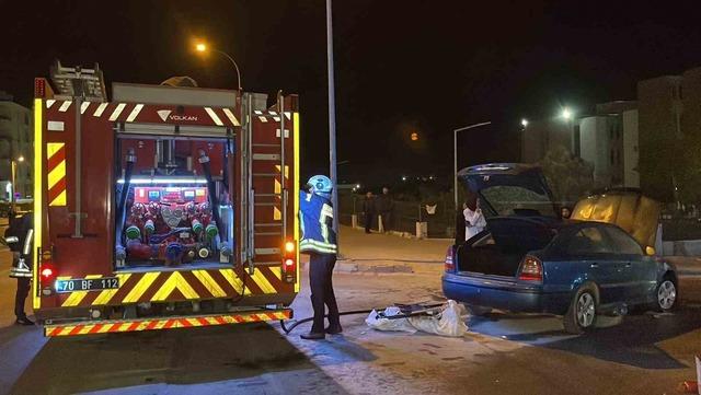 Karaman’da seyir halindeki otomobil alev alarak yandı 3