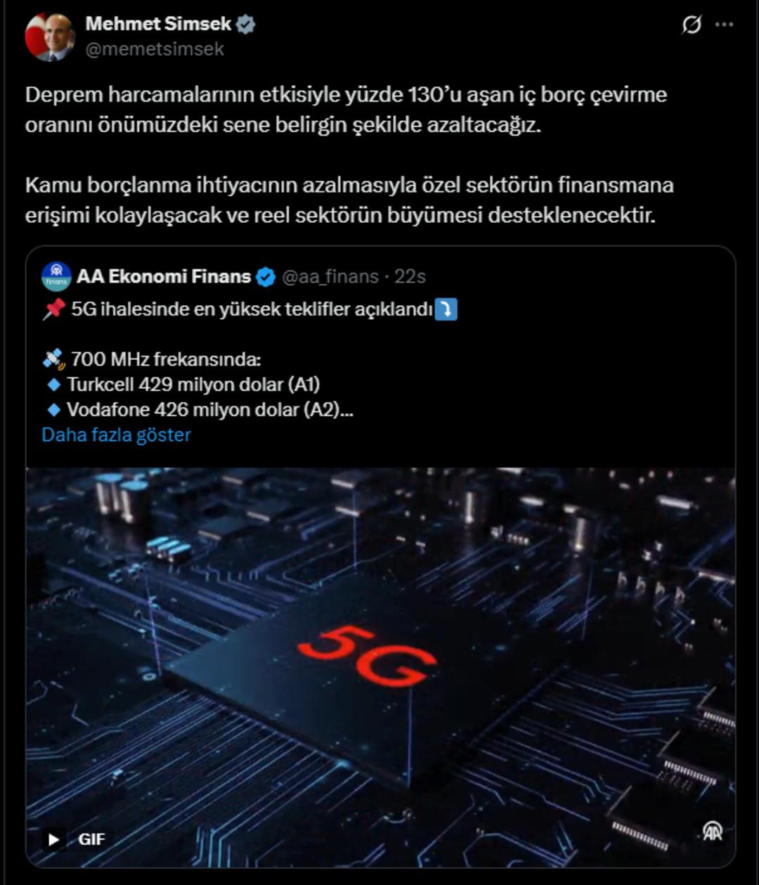 Bakan Şimşek ten bor&ccedil;lanma mesajı: "Y&uuml;zde130 u aşan oran azalacak!" 1