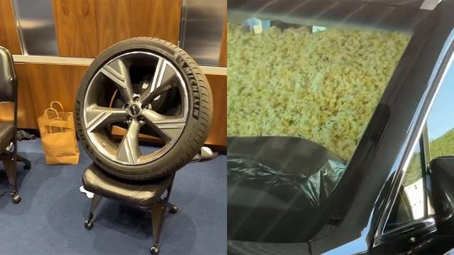 Milli oyuncuya inanılmaz şaka! Arabasının lastiğini söküp patlamış mısırla doldurdular