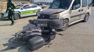 Motosiklet sürücüsü yaralandı