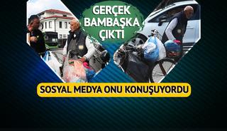 Çöpten kağıt toplayan yaşlı adam herkesi şaşırttı