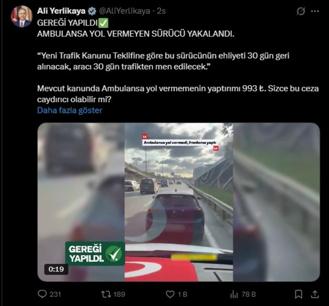 Şişli de ambulansa yol vermeyen sürücü tepki çekmişti! Bakan Yerlikaya yakalandığını duyurdu: "Sizce bu ceza caydırıcı olur mu?" 2