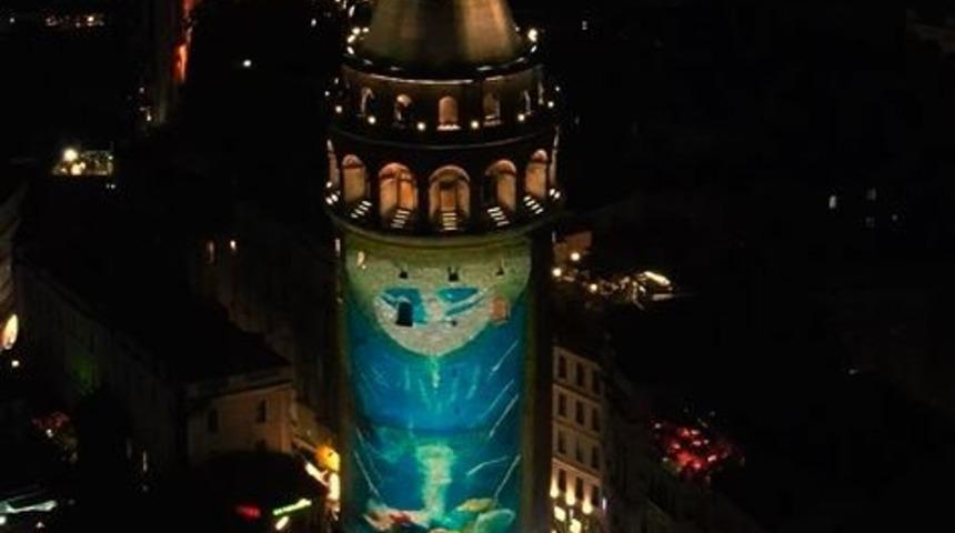 Galata Kulesi'ne çevre temalı görseller yansıtıldı