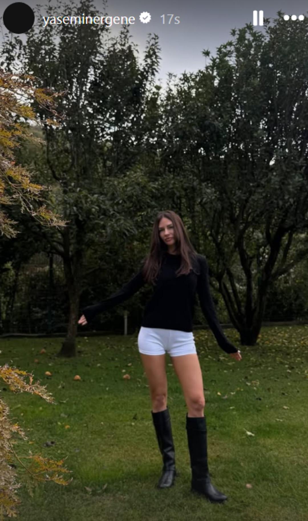 Yasemin Ergene beyaz mini şortuyla doğada! Kombini dile düştü 2