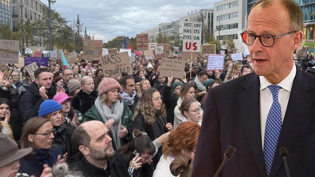 Almanya Başbakanı Merz, partisinin genel merkezi önünde binlerce kişi tarafından protesto edildi