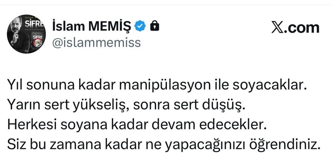 İslam Memiş’ten çarpıcı altın tahmini: “Yarın sert yükseliş, sonra sert düşüş” 4