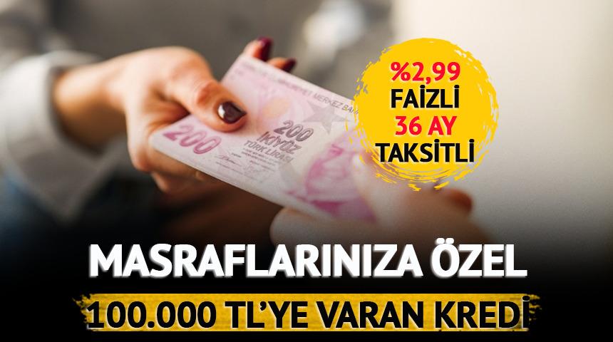 %2,99 faizli 36 ay vadeli! 100.000 TL kredi fırsatı burada