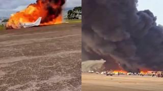 Kalkıştan saniyeler sonra uçak yere çakıldı! Alev topuna döndü! O anlar kamerada...