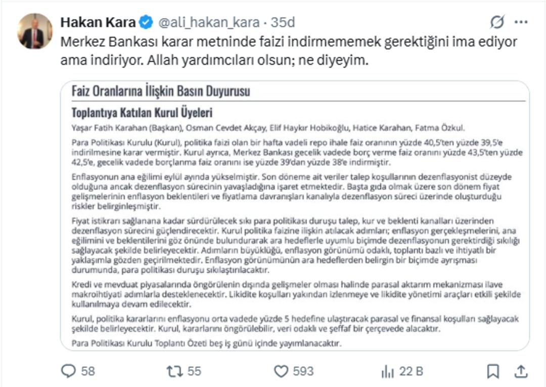 Merkez Bankası faiz kararını açıkladı! Uzmanlardan ilk tepkiler geldi  Yanlışlık var  1