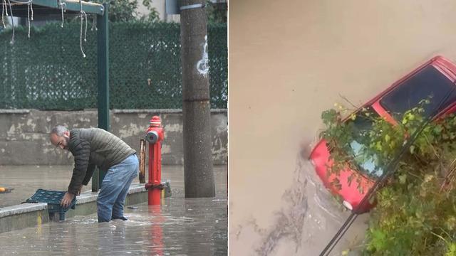 İzmir'de sağanak yağış hayatı felç etti! Foça'da yollar göle döndü, araçlar suya gömüldü